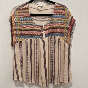 Savanna Jane Women’s Multicolor Embroidered Top 1X Bohemian Festival Vacation